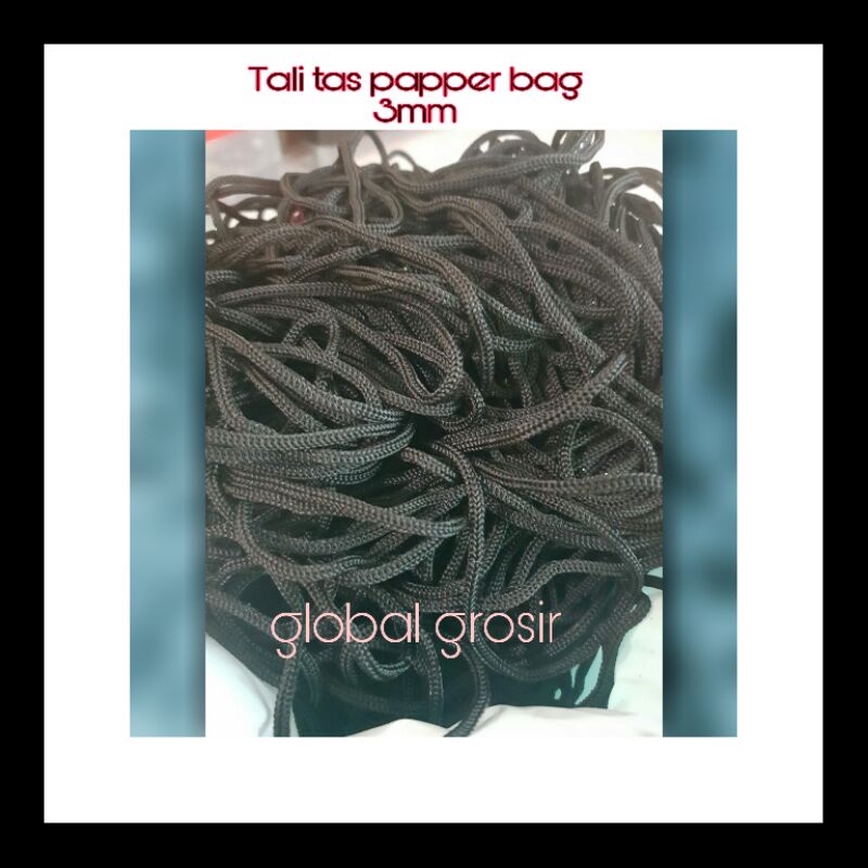 

tali KUR tali paper bag tali macrame 3mm hitam jual permeter