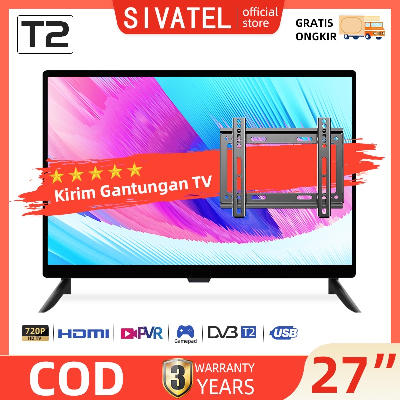Sivatel TV LED Digital 27inch HD Televisi Murah Promo-SUPPORT HDMI/VGA/VA/USB[Beli TV -Dapat Gratis Bracket]