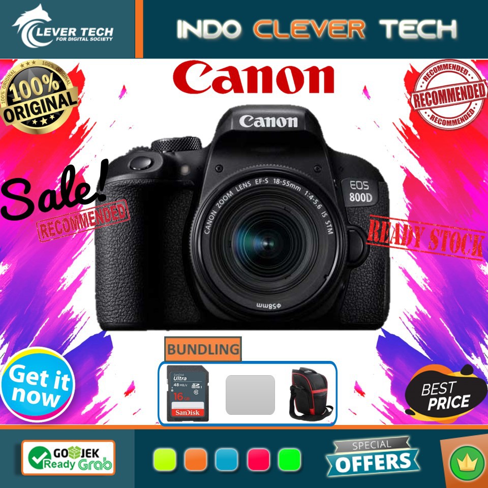 Canon EOS 800D kit 18-55mm IS STM + PAKET SIMPEL