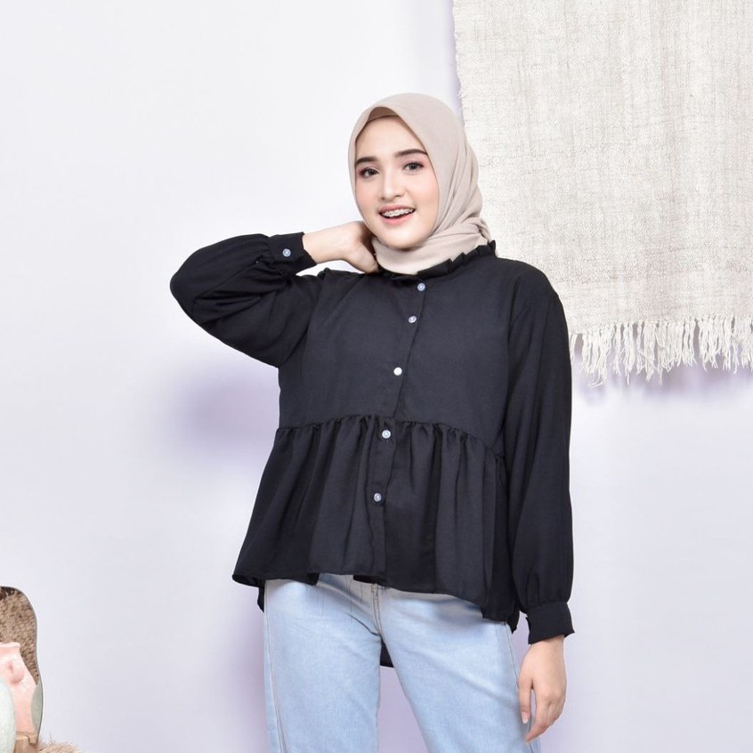 Elisa Blouse - Kemeja Blus Rempel Wolfis Polos