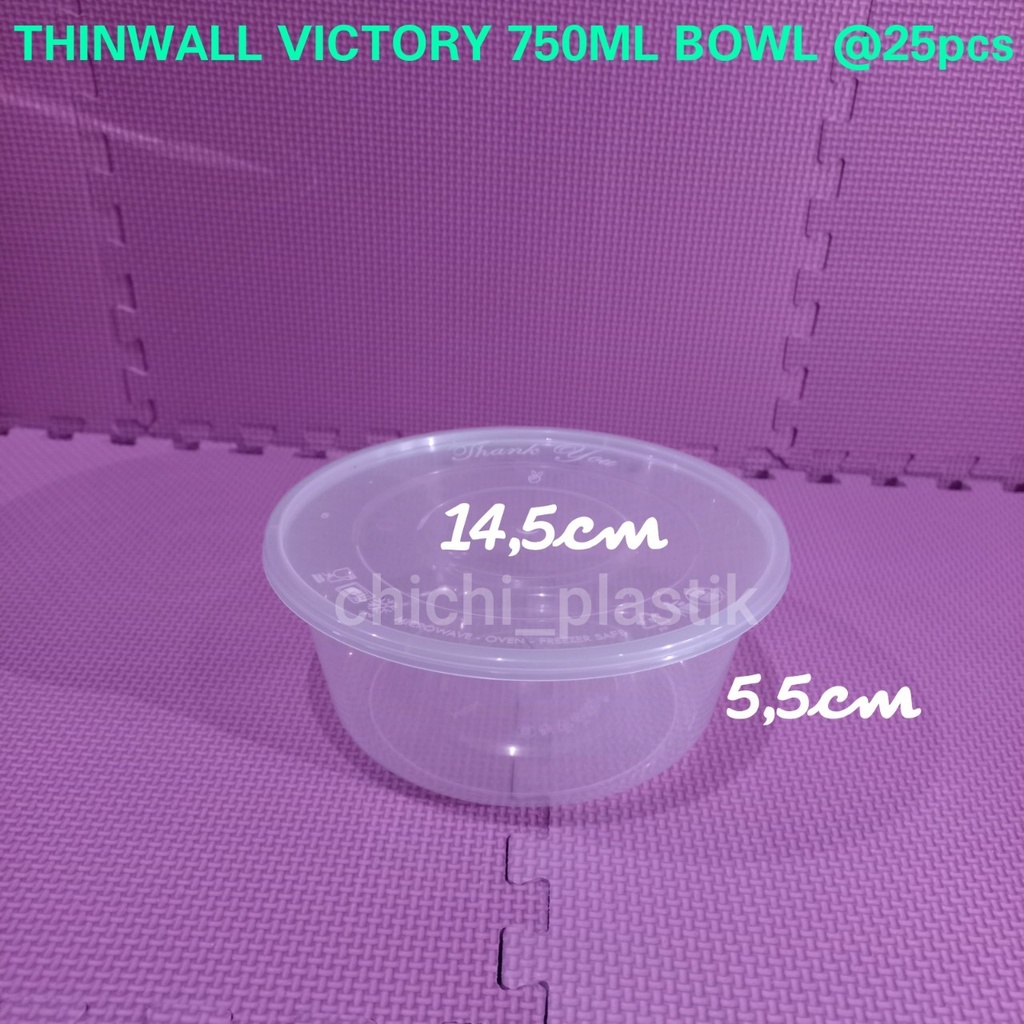 Thinwall food container 750ml bulat bowl  victory/ Kotak Makan Bening / Mangkok plastik / Mangkok bakso