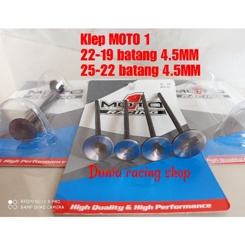 Klep moto 1 22/19 23/20 23/21 24/22 25/20 25/22 28/24 30/25 31/26 34/29 36/31 batang 4.5MM 4.5 MM 1set 2 klep sepasang