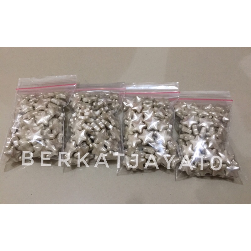 Sprinkle Mutiara Silver bentuk Star Bintang Edible 20gr Dekorasi Kue