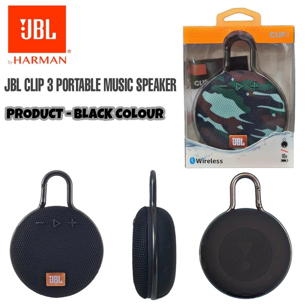 Speaker Bluetooth JBL CLIP 3 Ultra Wireless Portable JBL Clip3 IPX7-Hitam