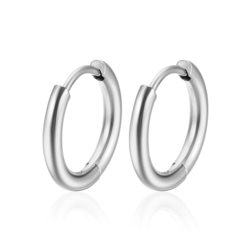 Tp Titanium [1pcs] Anting Hoop Bulat Model Tindik Bulat Pria dan Wanita