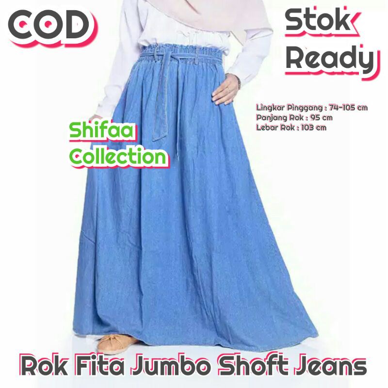 Rok Jeans / Rok Vita Jumbo Panjang (BB 50-80 Kg / All Size Dewasa)