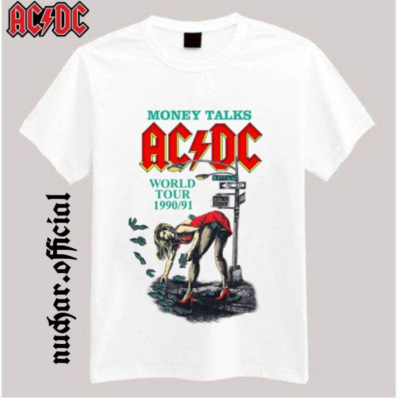 KAOS/T-SHIRT PUTIH BAND ACDC WORLD TOUR 1990