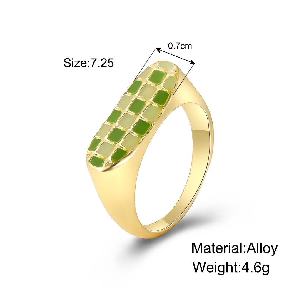 Gold Checkerboard Geometry Rings Heart Shape Colorful Rings for Women Fashion Jewelry Accessories