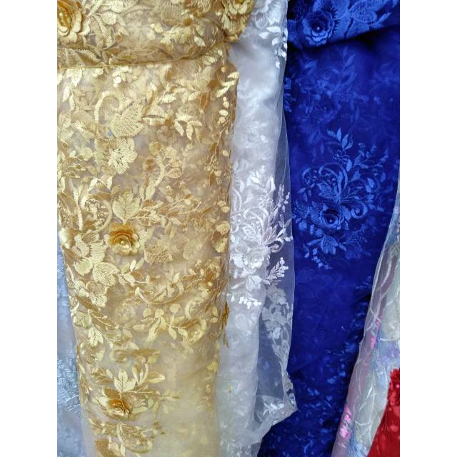 Tille Brokat Mawar Bordir Bunga 3D