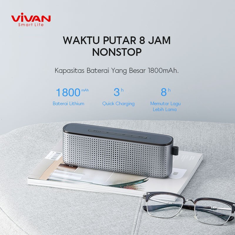 Speaker Bluetooth HI-Fi VIVAN VS10 Portable Waterproof IPX7 10W Mega Bass - Garansi Resmi 1 Tahun