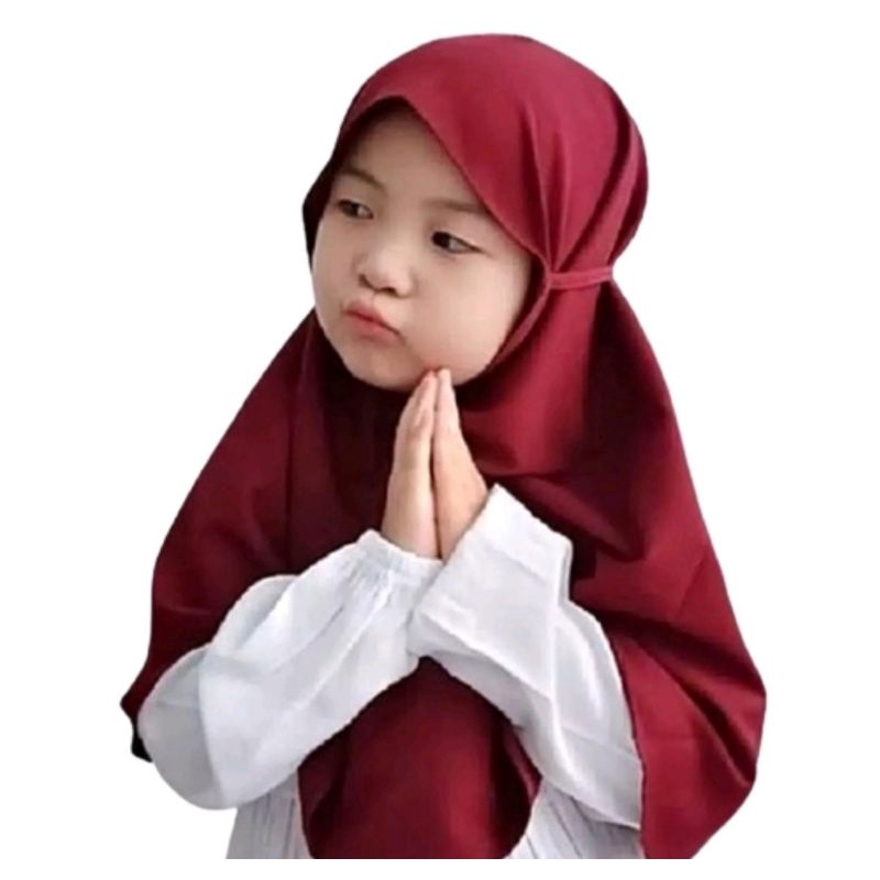 Hijab anak bergo tali kerut karet simple 0-3tahun