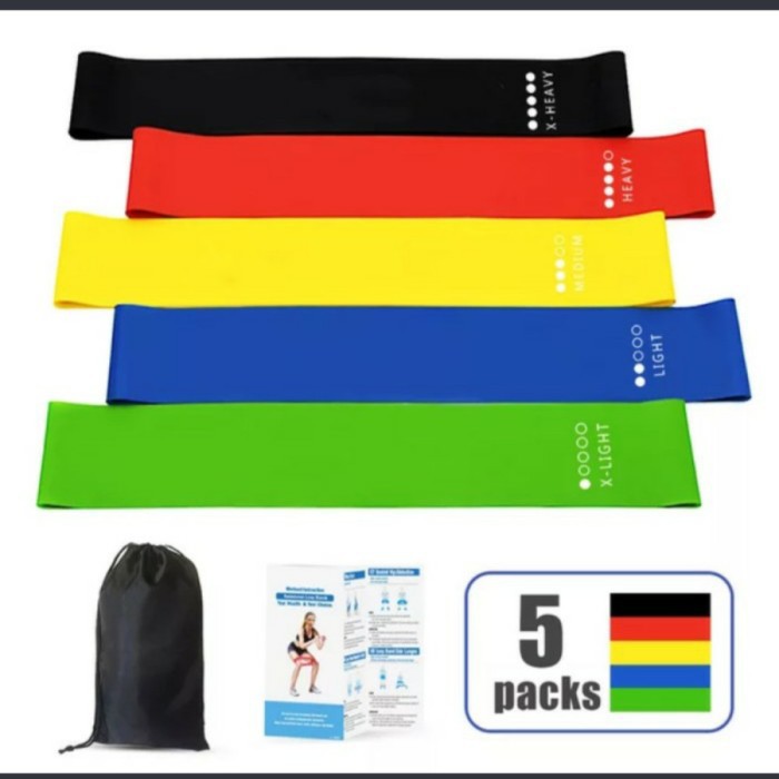 PAKET isi 5 Resistance Loop Band yoga pilates