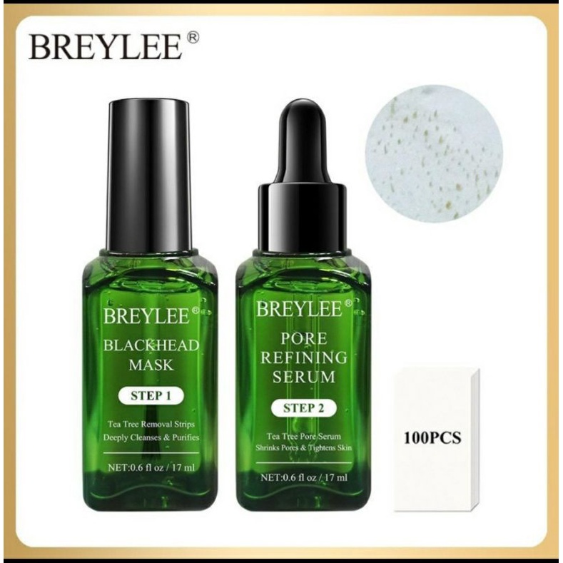 Breylee blackhead mask pengangkat komedo pore minimizer serum Step 1 step 2