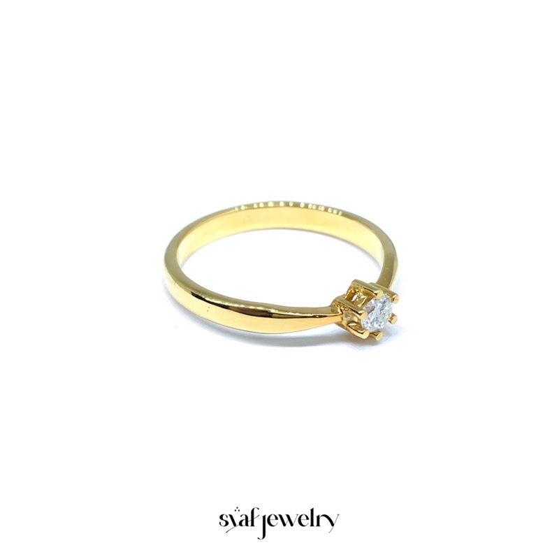 Cincin Emas Berlian Banjar Asli Satu Mata Simple Motif