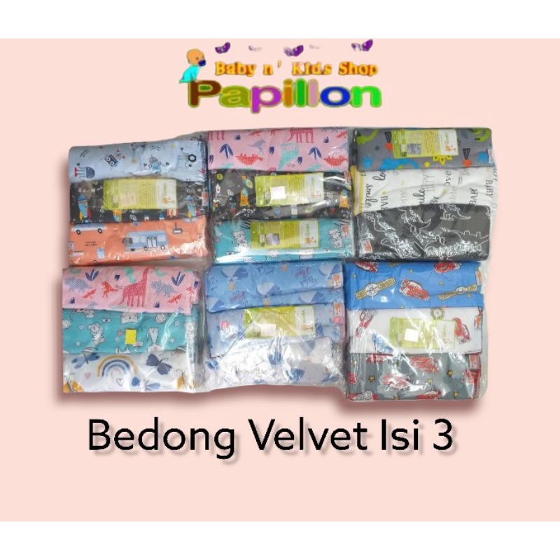 Velvet Junior Mixed bedong Motif terbaru ISI 3PCS