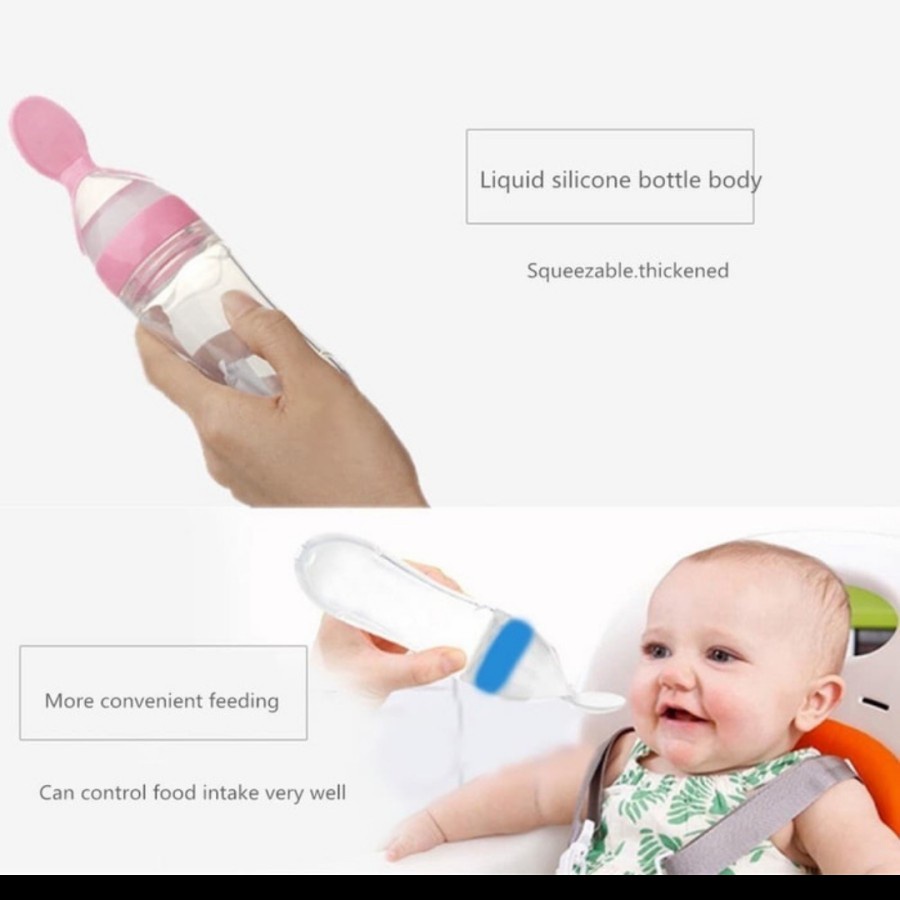 Botol Dot Sendok Makan Bayi Silikon Bpa Free Perlengkapan Ibu Baby new