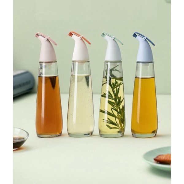 Unik Botol Minyak Sayur Botol Kecap Kaca Olive Oil Cooking Seasoning Bottle - pink Berkualitas