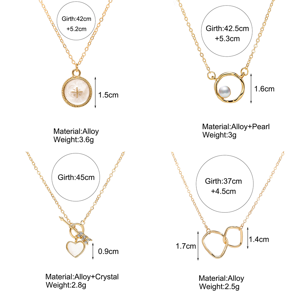 Fashion round meter Shaped Pendant Necklace Gold alloy Necklace for women simple jewelry accessories