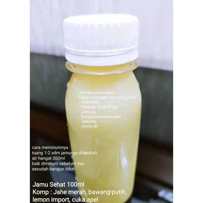 

Jamu Bawang Putih Jahe Merah Lemon Cuka Apel/Jamu Herbal/Jamu Sehat/JamuJaheMerahBawangPutih - 100ml