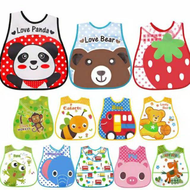 Slabber Plastic / Celemek Bayi / Slaber Plastik Waterproof / Baby Bib / Tadah Liur Anti Air