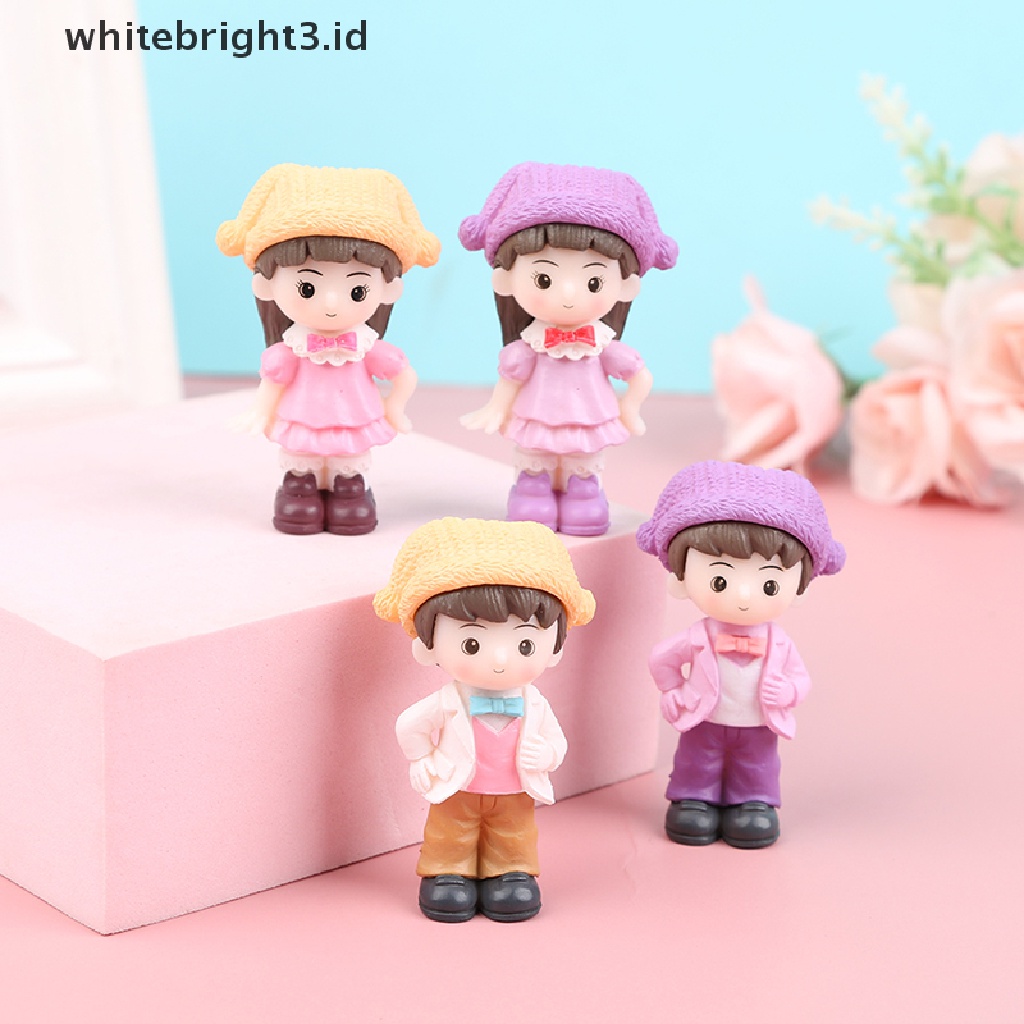 {whitebright3.id} 1Pair Micro-Landscape Romantic Couple Figurine Clown Hat Couple Dollhouse Decor ,