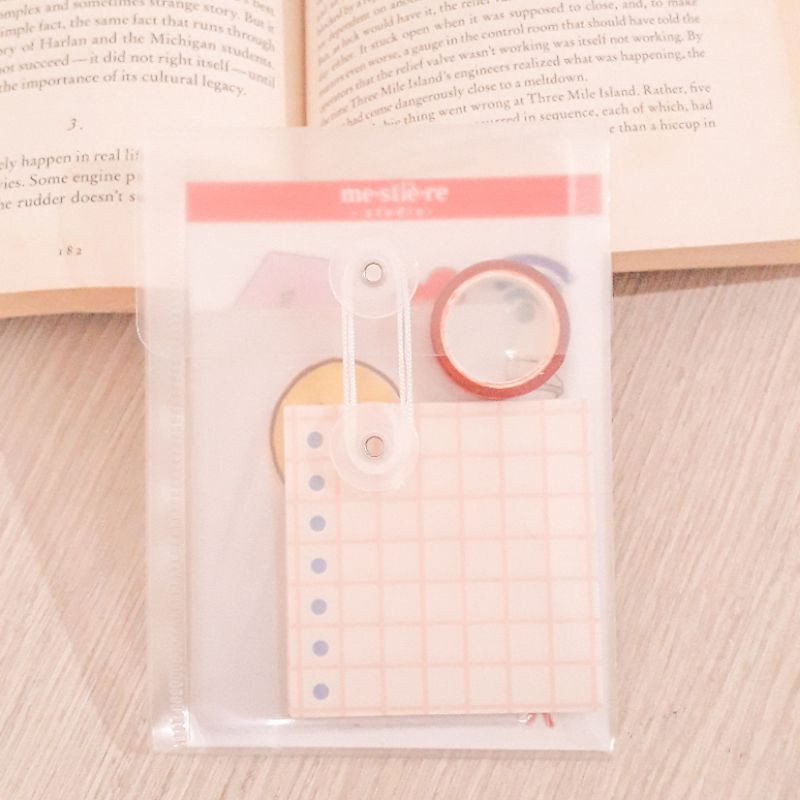 

stationery bundle aesthetic (notebook, stickynote, washi tape, sticker, pencil case pvc transparan)