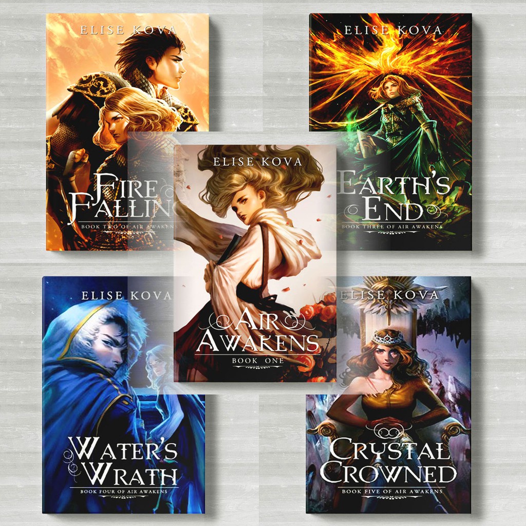 [ENGLISH] BUKU NOVEL AIR AWAKENS 6 SERIES - AIR AWAKENS - FIRE FALLING - EARTHS END - WATERS WRATH - CRYSTAL CROWNED - TALES FRONT - ELISE KOVA [ORIGINAL]