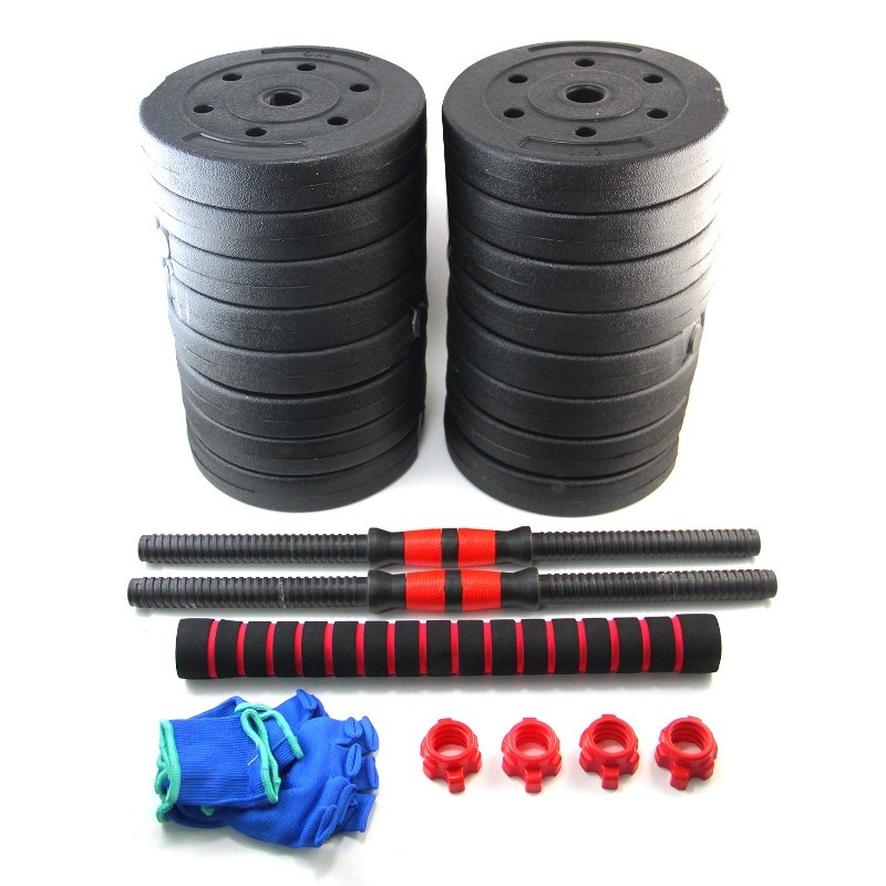 BARBEL SET DUMBLE BESI 2in1 50KG PERALATAN FITNES GYM PLUS BOX SARUNG TANGAN ANTI SLIP (FREE ONGKIR)