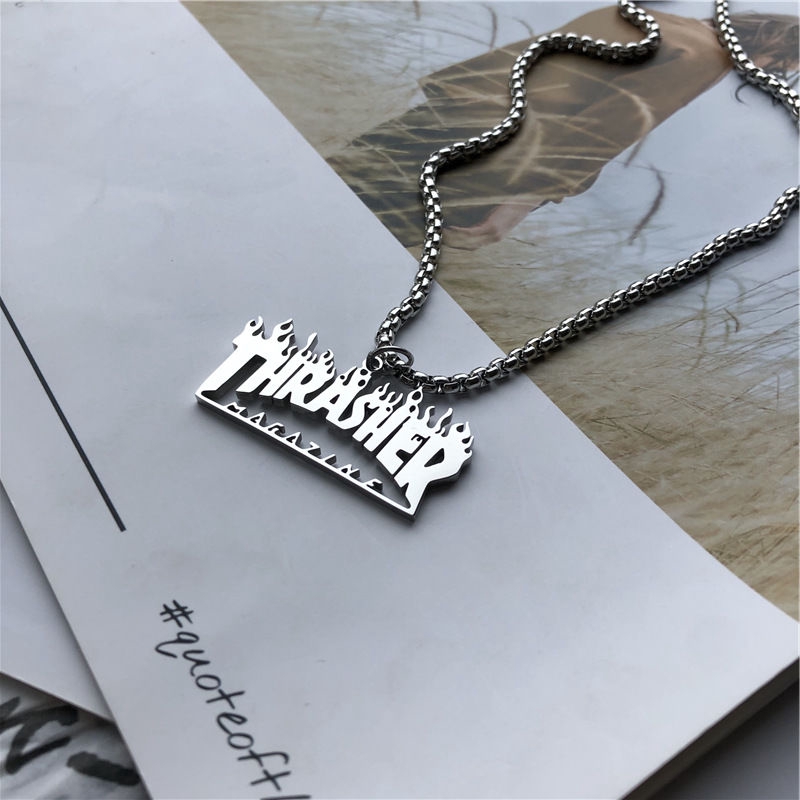 Kalung Desain Huruf Api Gaya Hip Hop