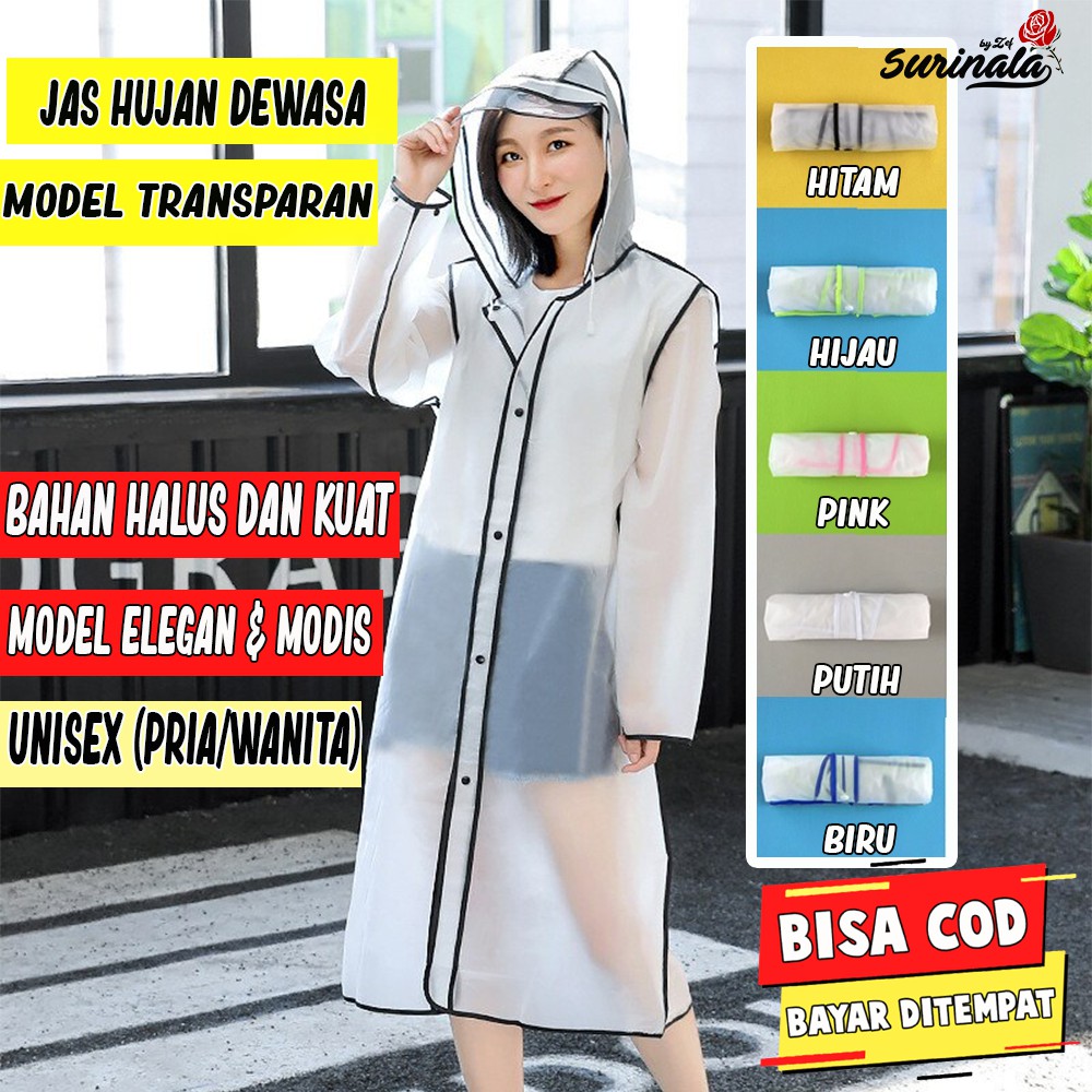 JAS HUJAN DEWASA MODEL TRANSPARAN / JAS HUJAN WANITA/  JAS HUJAN PRIA