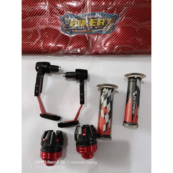 Kulit Jok Carbon + Progruad Robot + Jalu AS Roda + Handgrip Kitaco 1 Paket Isi 4 item Univesal