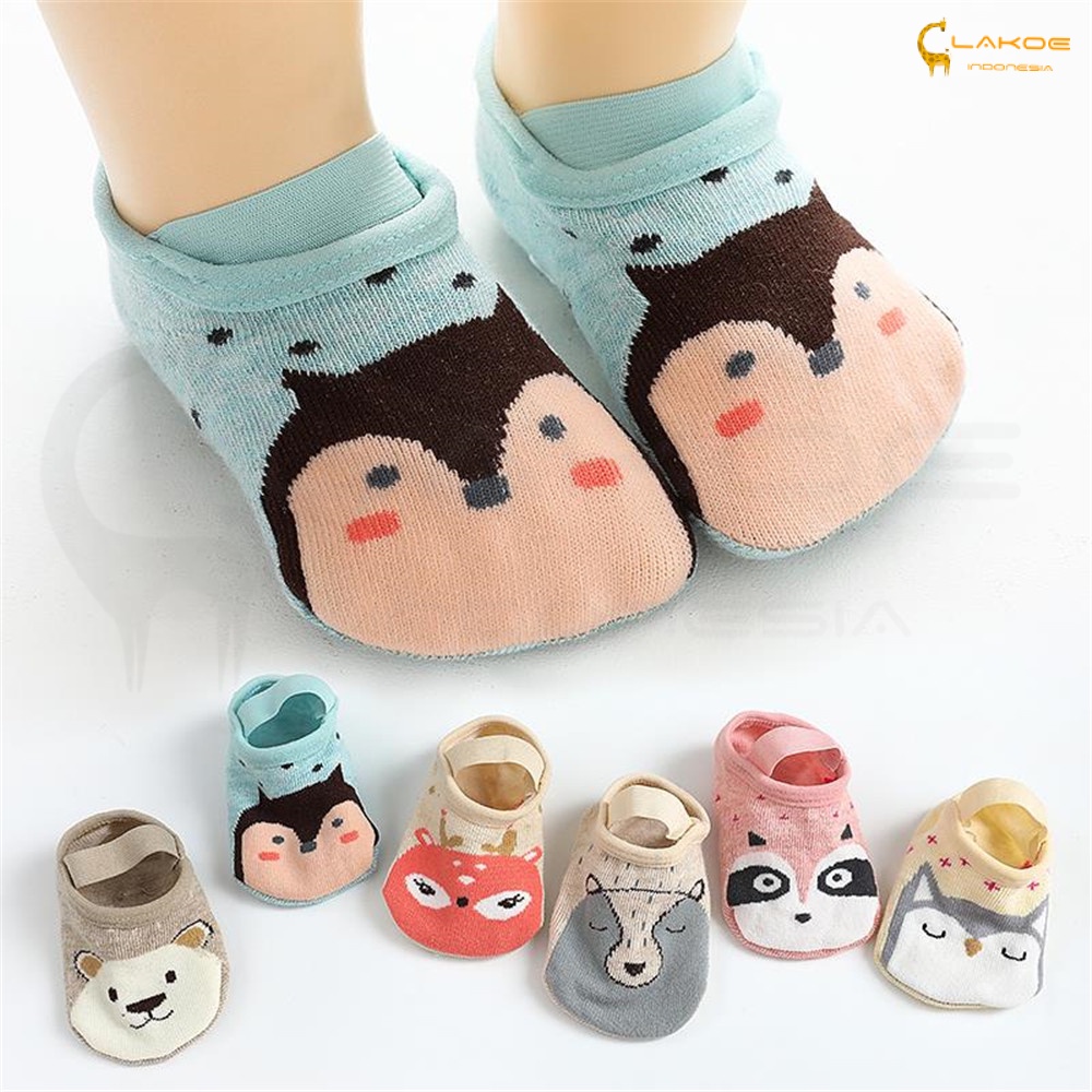 LAKOE kaos kaki anak bayi ankle dengan strap /Sepatu kaus kaki anak bayi bahan katun anti slip