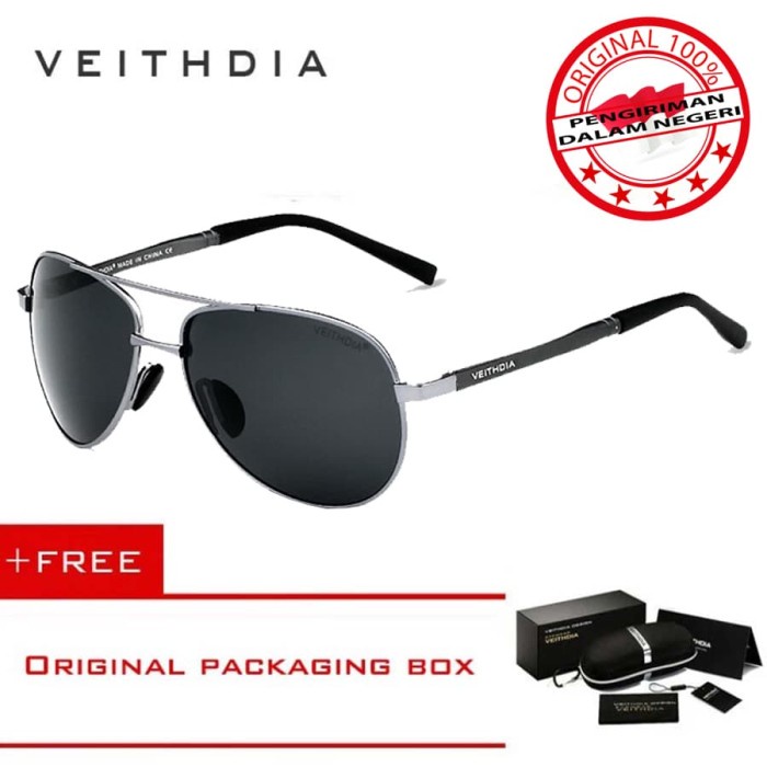 VEITHDIA 1306 Kacamata Hitam Pria Wanita Pilot Aviator Aluminium Sport