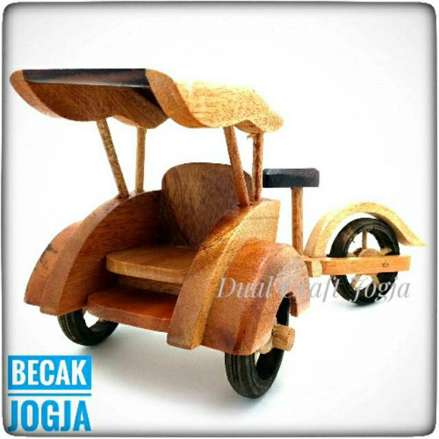 TERMURAH Miniatur Becak Kayu Jogja Panjang 20cm