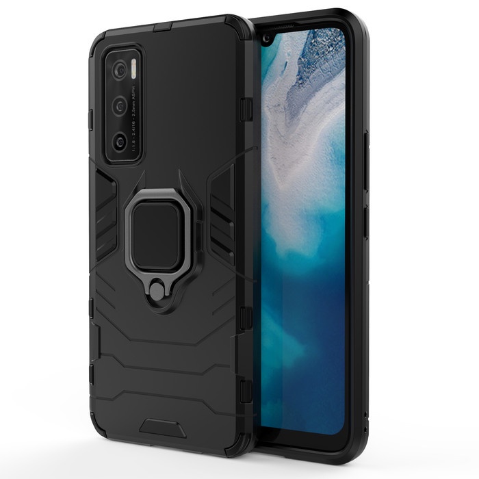 Vivo V20SE - V20 SE Black Panther Slim Stand Ring Armor Rugged Case