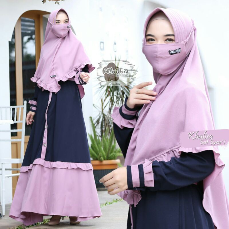 Gamis Syar'i Set Khalisa Ity Crepe Original by Athata