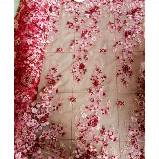 Kain tulle 3d mutiara/tulle 3d/harga grosir