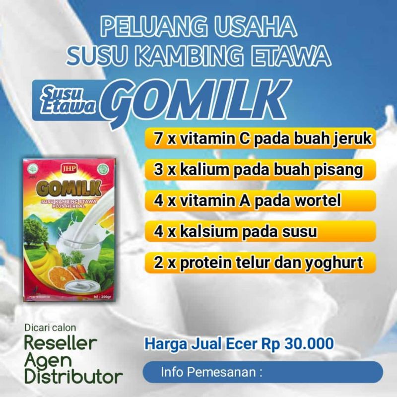 

Susu Kambing Etawa Go Milk, Susu Kambing Plus Herbal Daun Kelor, Mengkudu, dll