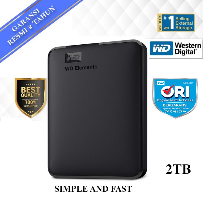 WD Element / Elements 2TB - HDD / HD / Hardisk Eksternal / External 2.5&quot;