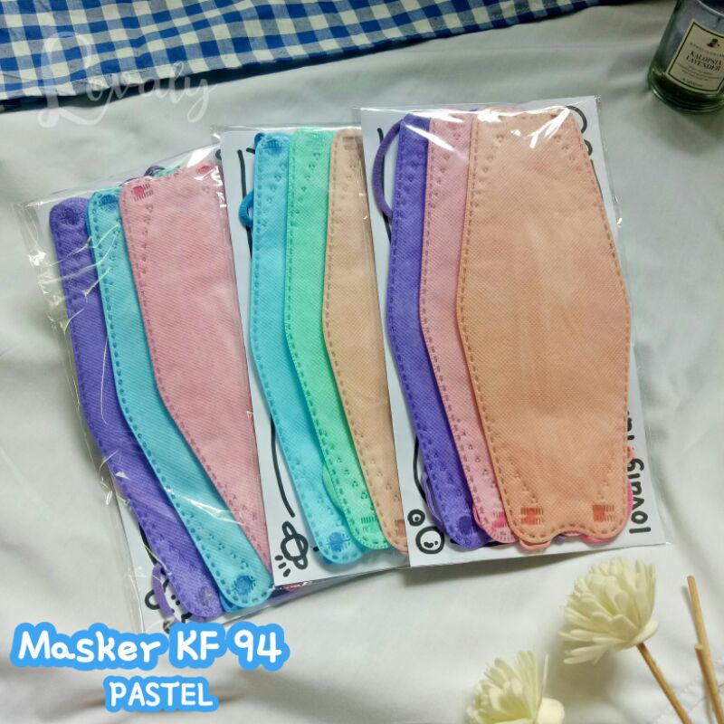 MASKER KF 94 MIX WARNA PASTEL 3 PCS / MASKER KF 94 / MASKER MIX WARNA