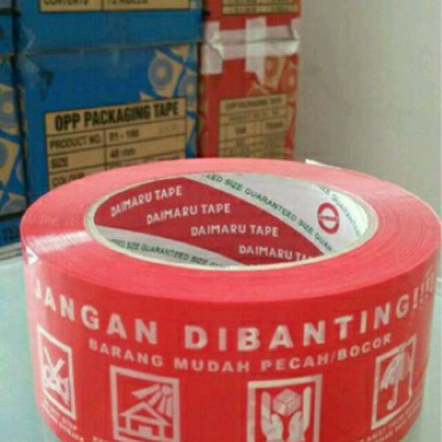 

Lakban fragile daimaru tape merah 2" pecah belah