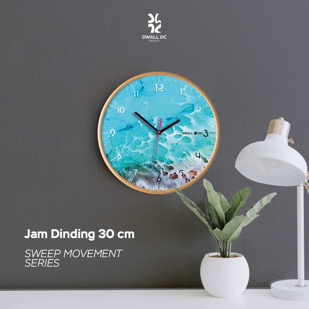 [SWEEP MOVEMENT SERIES] - Jam Dinding Minimalis - BLUE OCEAN 1 | AESTHETIC ART MINIMALIS | HIASAN DEKORASI | - by Selembarkayoe