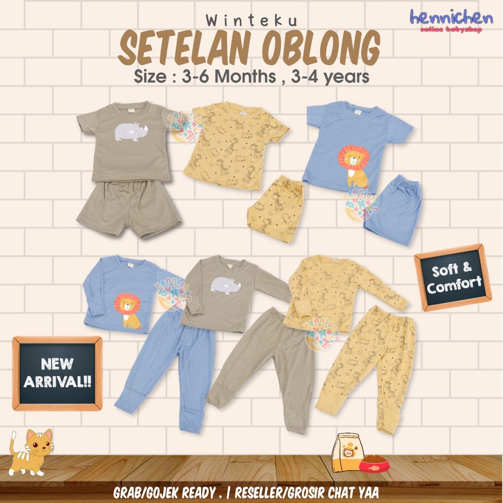 Setelan Piyama anak winteku T-shirt Winteku BOY- Setelan Oblong Panjang Oblong Pendek BOY Baju Anak Setelan 3 Bulan - 4 Tahun