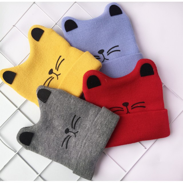 HappyOliver KUPLUK KITTEN (M) Topi Anak Lucu Model kupluk Usia 0 Sampai 3 Tahun Kualitas Terbaik