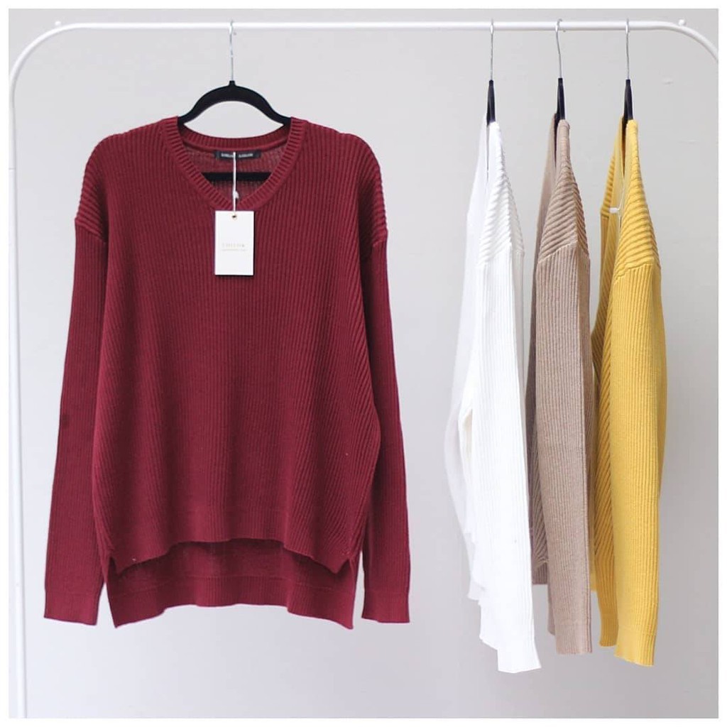 VIONA - QIYA SWEATER - VNECK BOXY RAJUT SWEATER