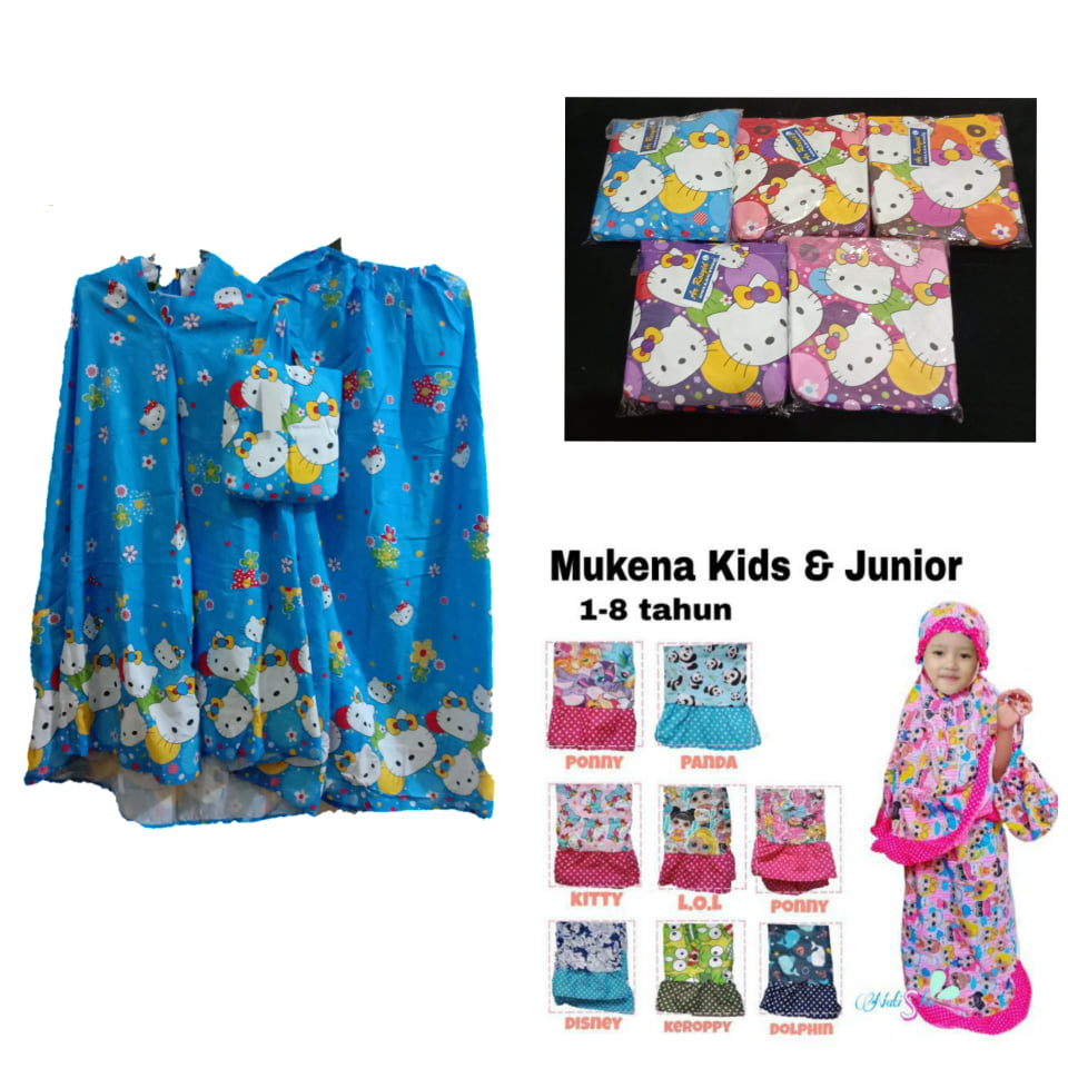 MUKENA BALI ANAK KARAKTER HELLO KITTY BAHAN RAYON