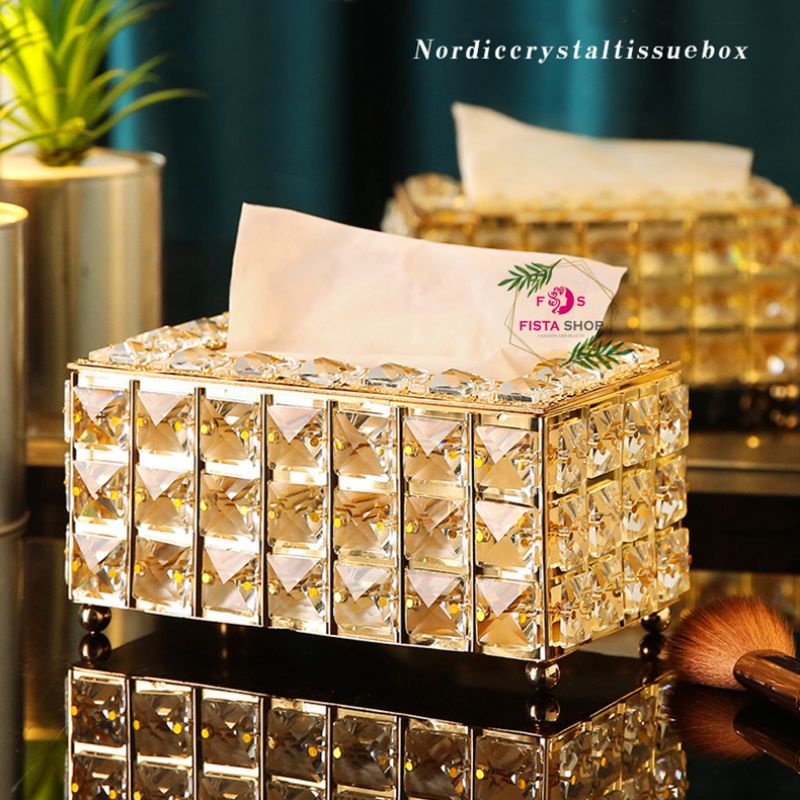 TEMPAT TISU GOLD SWAROVSKI EMAS CANTIK CRYSTAL TISSUE BOX BLING fistashop