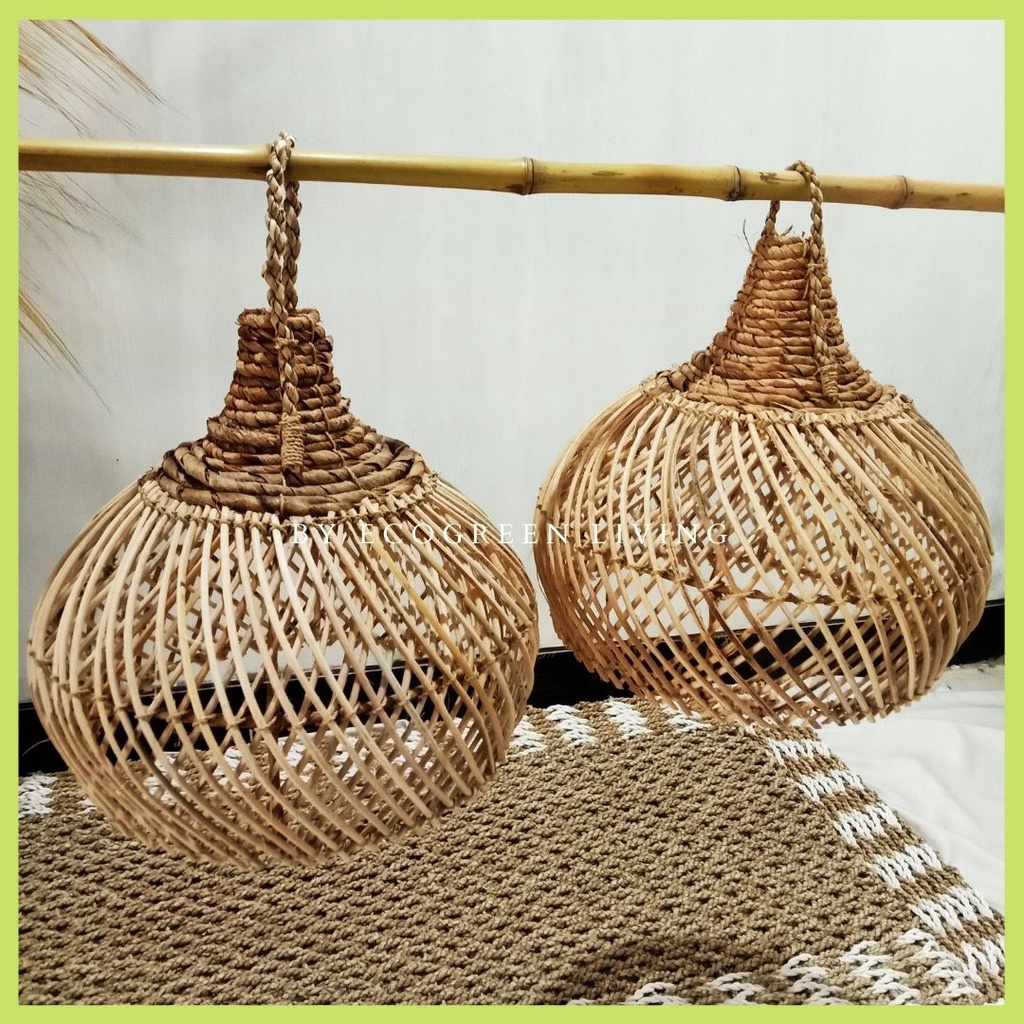 LAMPION ROTAN / LAMPSHADE / KAP LAMPU RUSTIC MATERIAL RATTAN