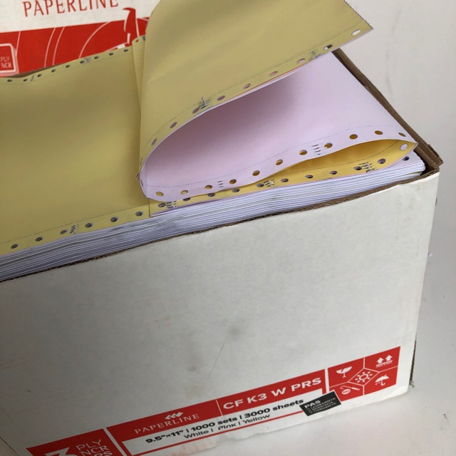 

continuous form K3 PRS Paperline 9.5” x 11” kertas komputer 3 PLY bagi dua