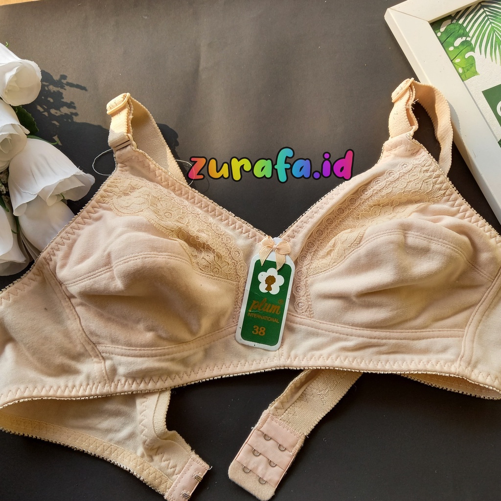 BH PLUM 059 CREAM Size 34-38 | Bra Premium Merk Plum Original | BH Bra Plum Tanpa Kawat dan Tanpa Bu